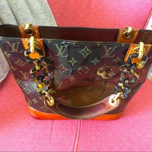 Authenticated Louis Vuitton clear monogram Cabas Sac Amber PM Tote Bag